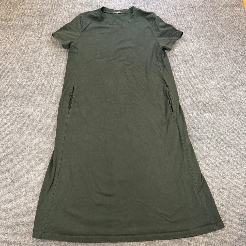 Tradwife Victory Clothing Green Cotton Midi T-Shirt Dress with Pockets M